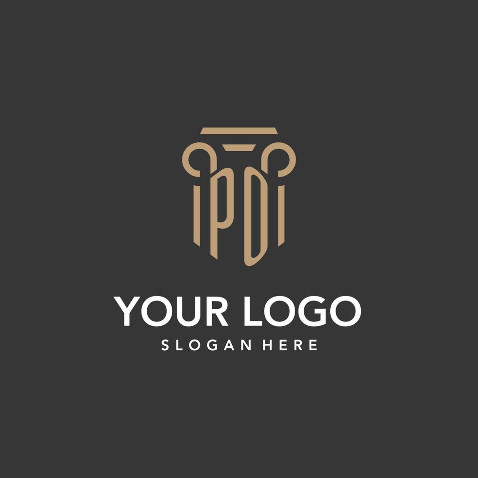 po logo monogramme avec pilier style conception vecteur
