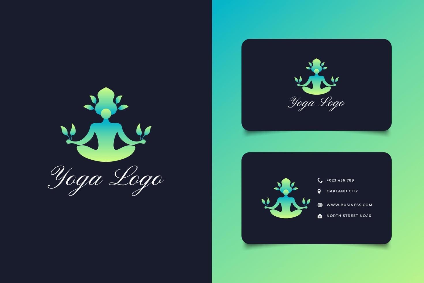 création de logo yoga vert avec des feuilles de maintien humain vecteur