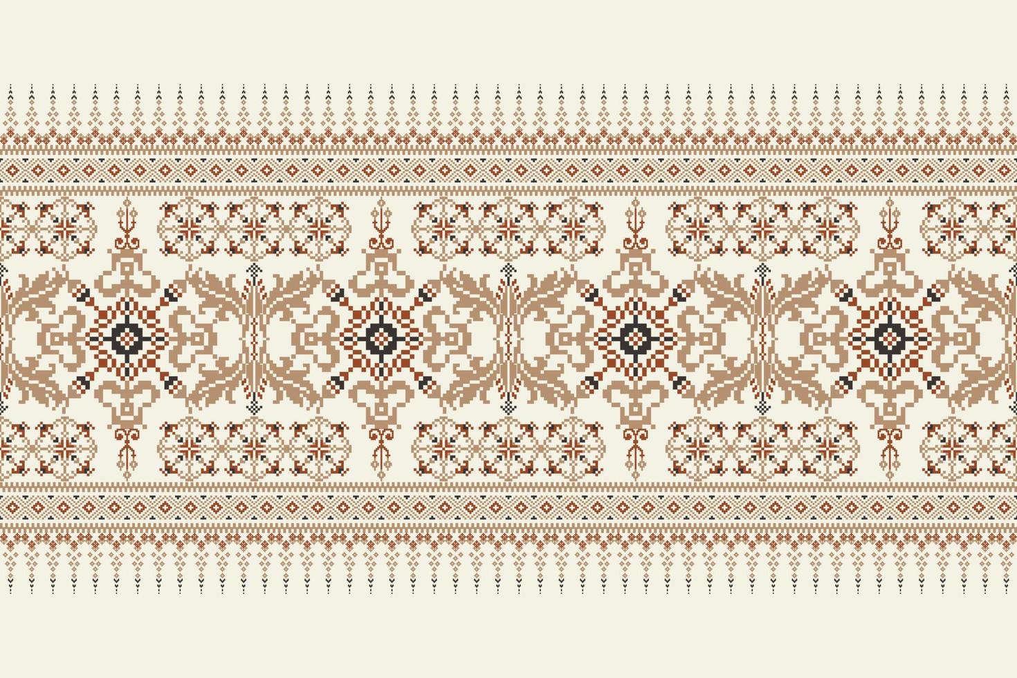 géométrique floral traverser point broderie sur blanc contexte.ethnique Oriental modèle traditionnel.aztèque style abstrait vecteur illustration.design pour texture, tissu, vêtements, emballage, décoration, écharpe.