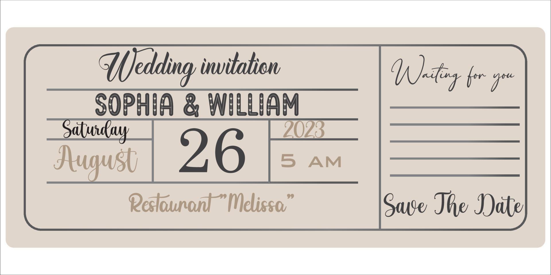 mariage invitation, salutation carte vecteur, illustration vecteur