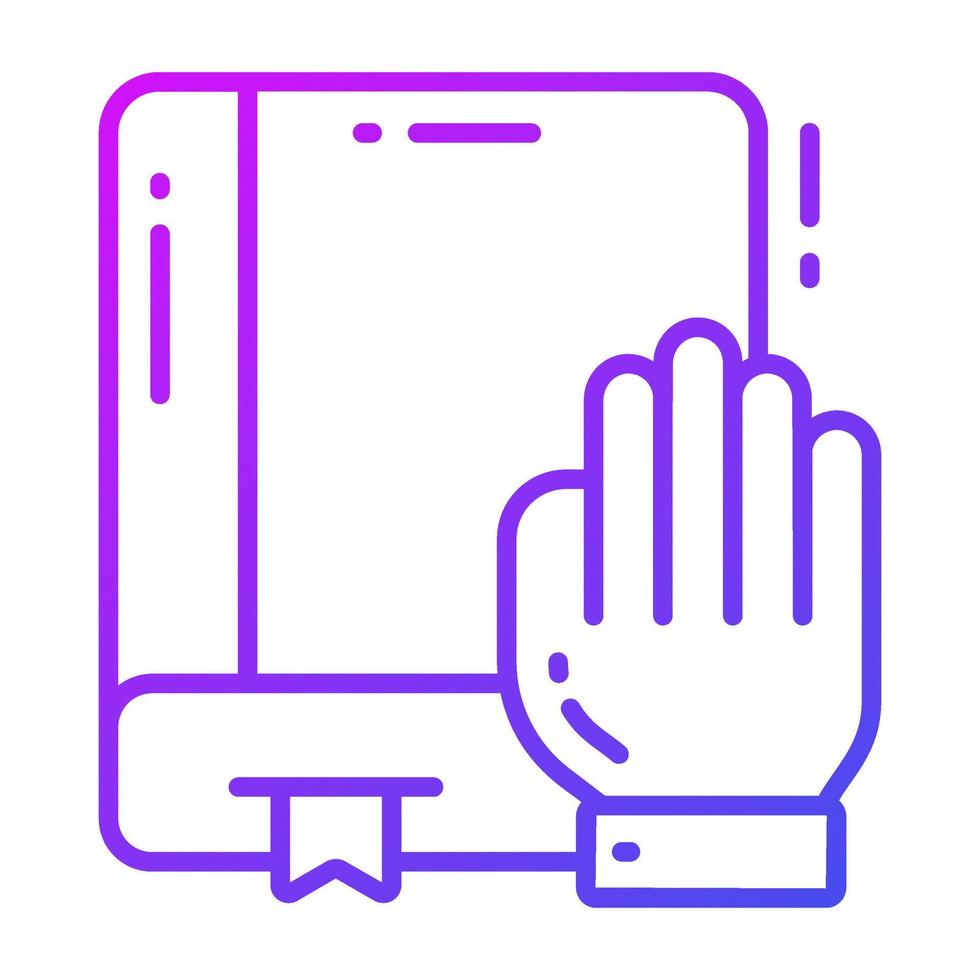 main sur livre montrant concept de serment vecteur, serment livre icône vecteur