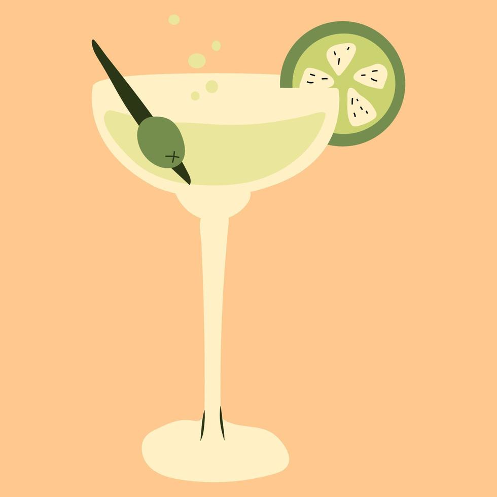 sec martini cocktail . vecteur illustration de de l'alcool cocktail boire. classique boisson dans martini verre avec vert olive