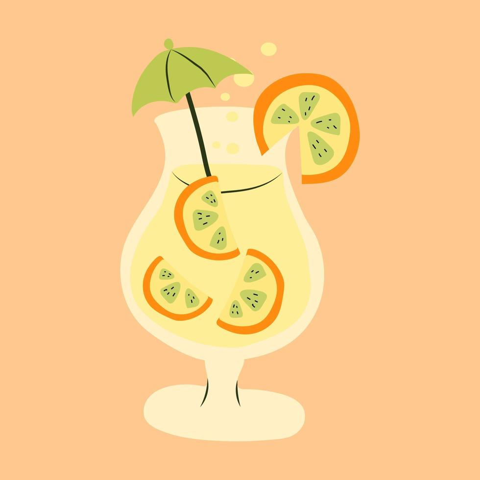 été des cocktails . coloré doux boisson avec des fruits et la glace cubes. bannière pour bar ou restaurant. vecteur illustration