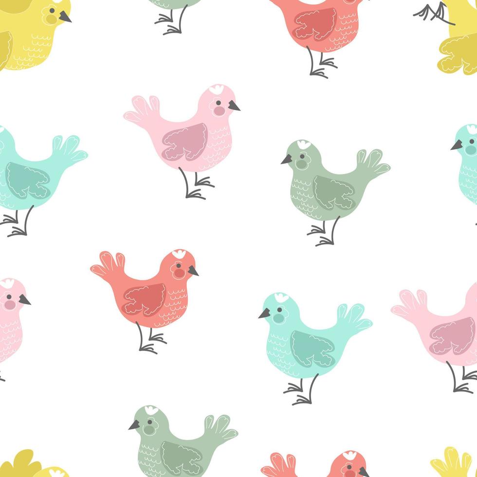 vecteur illustration sans couture modèle griffonnage coloré printemps des oiseaux sur blanc Contexte