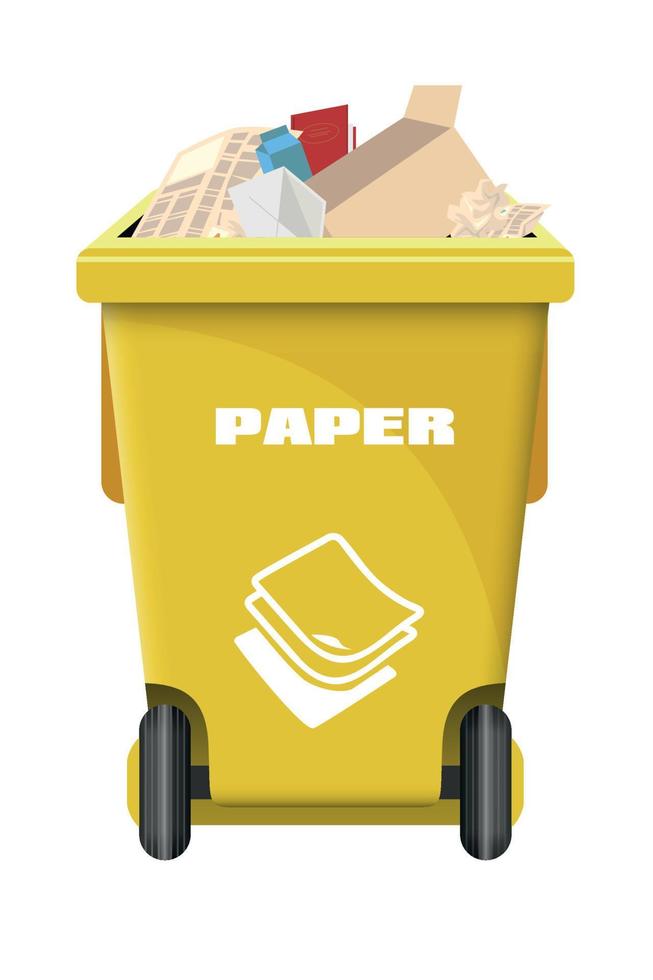 Jaune vecteur poubelle pour papier