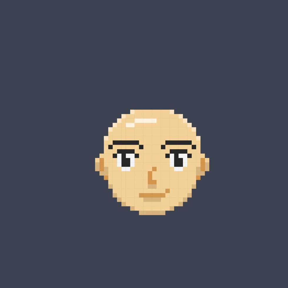 chauve homme tête dans pixel art style vecteur