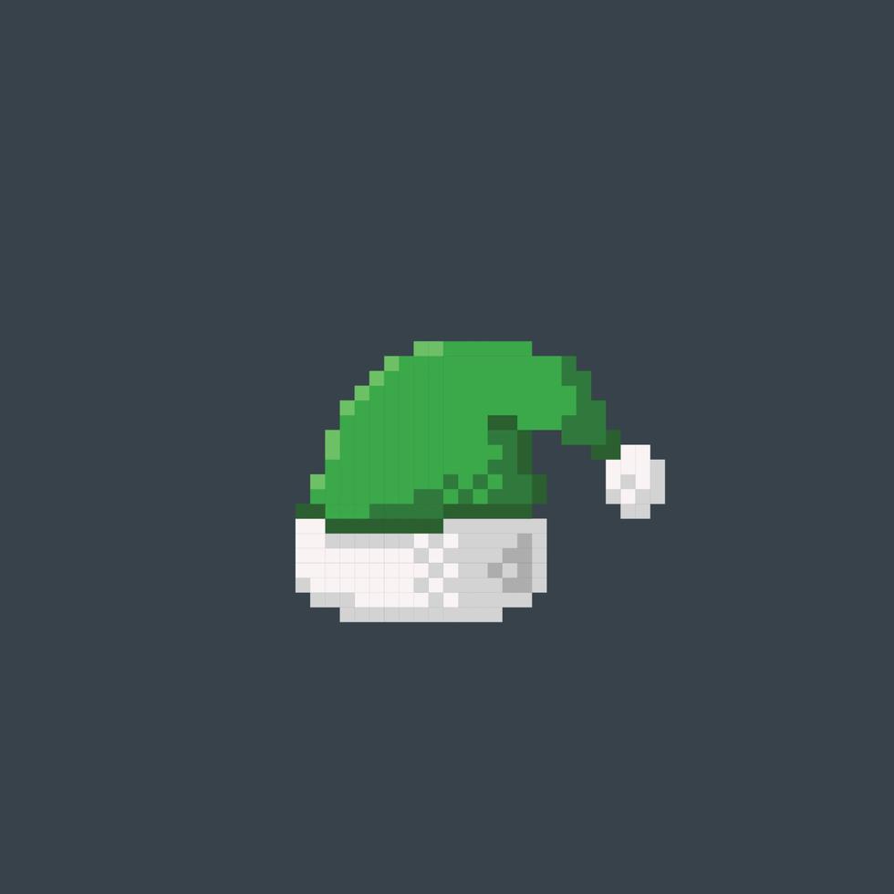 vert Père Noël chapeau dans pixel art style vecteur