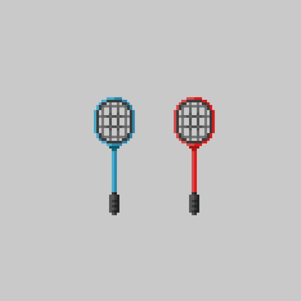 bleu et rouge raquette dans pixel art style vecteur