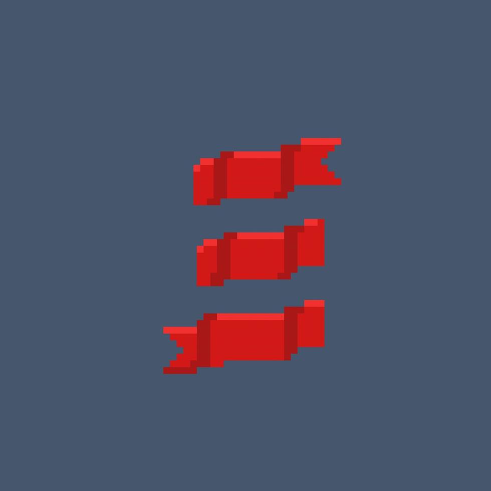 rouge ruban dans pixel art style vecteur
