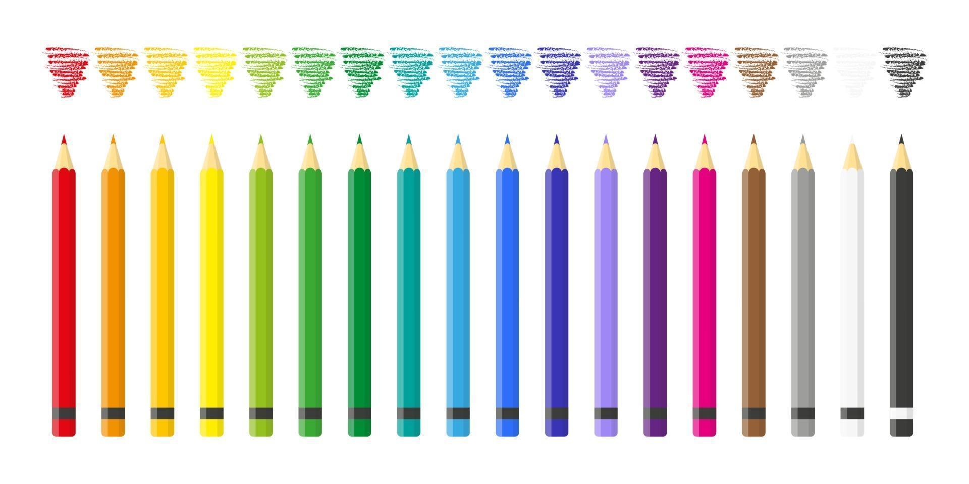 Crayons Colorés Plusieurs Couleurs Pour Les Enfants. Set Pour Dessiner  L'illustration Vectorielle Du Jeu.