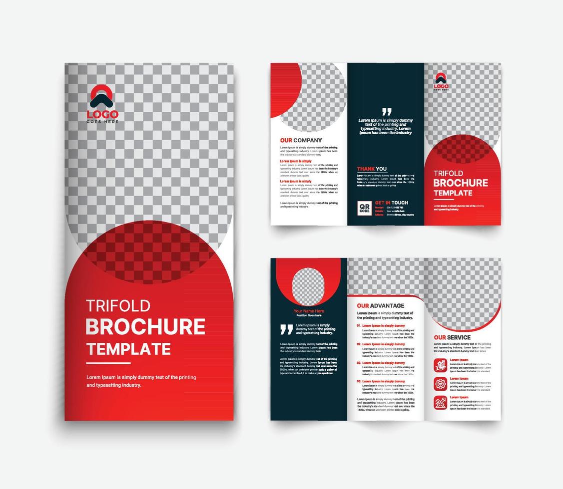 Créatif rouge à trois volets affaires brochure vecteur