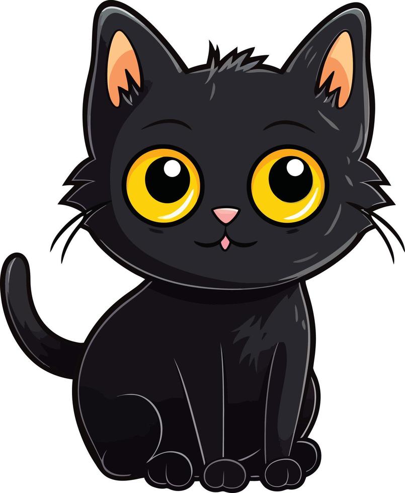 mignonne noir chat mascotte vecteur dessin animé style