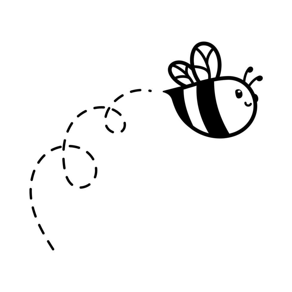 dessin animé mignonne peu abeille en volant sur le à pois ligne à trouver sucré mon chéri vecteur