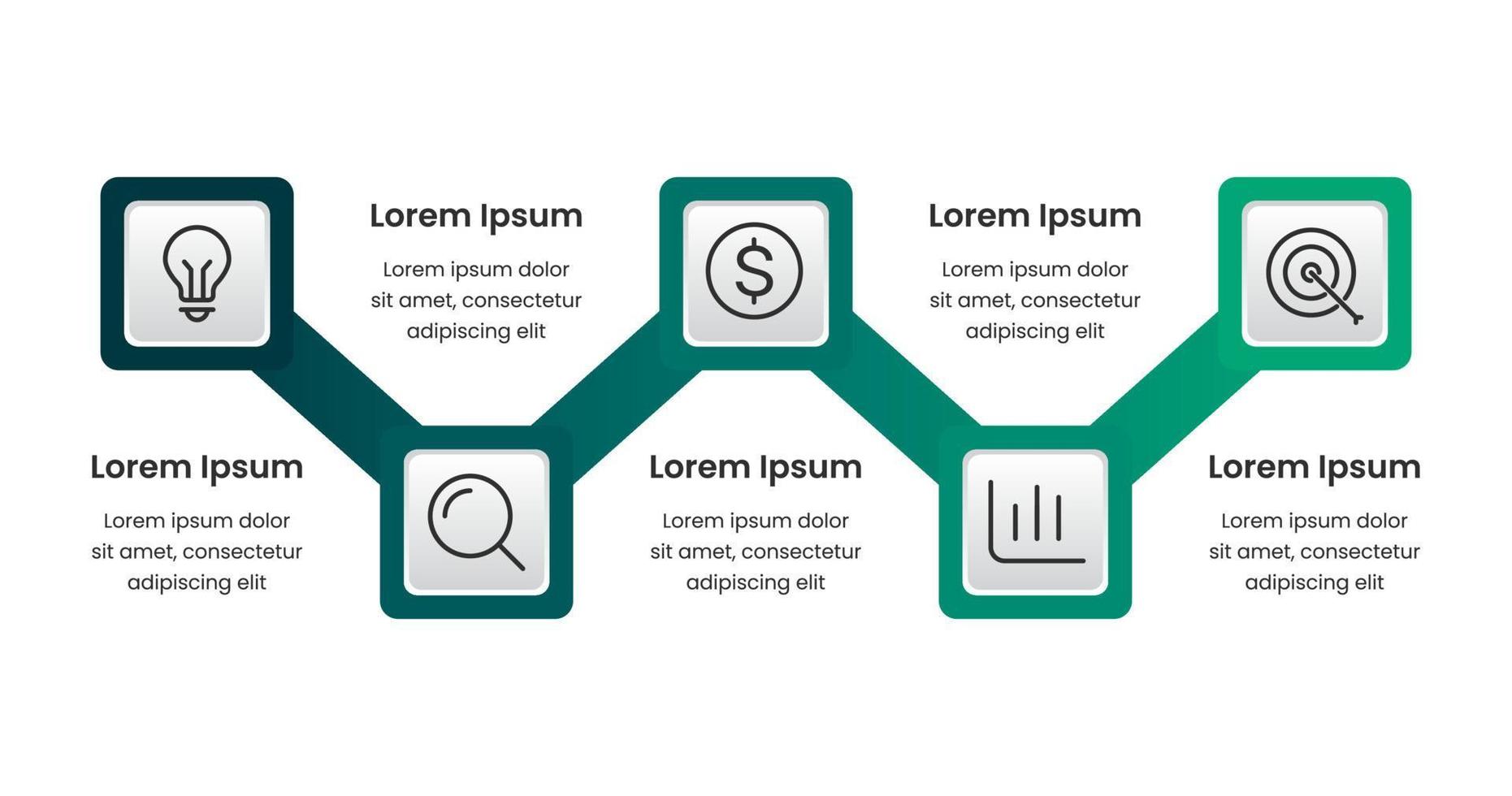 affaires Les données visualisation ou processus graphique infographie avec Icônes et 5 les options ou pas vecteur