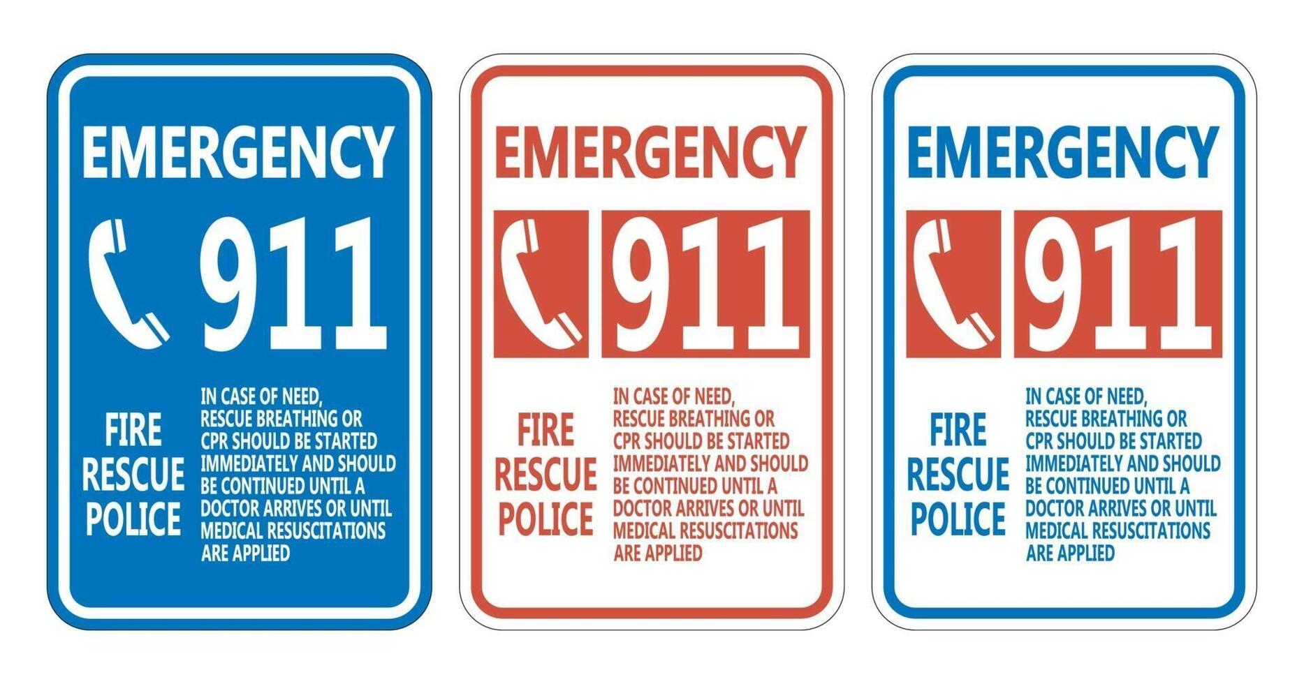 911 jeu de signes de symbole de police de sauvetage incendie vecteur