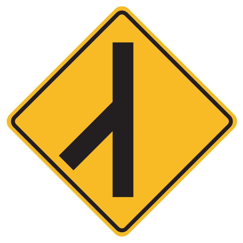 Panneaux d'avertissement intersection de route latérale biaisée sur la gauche sur fond blanc vecteur