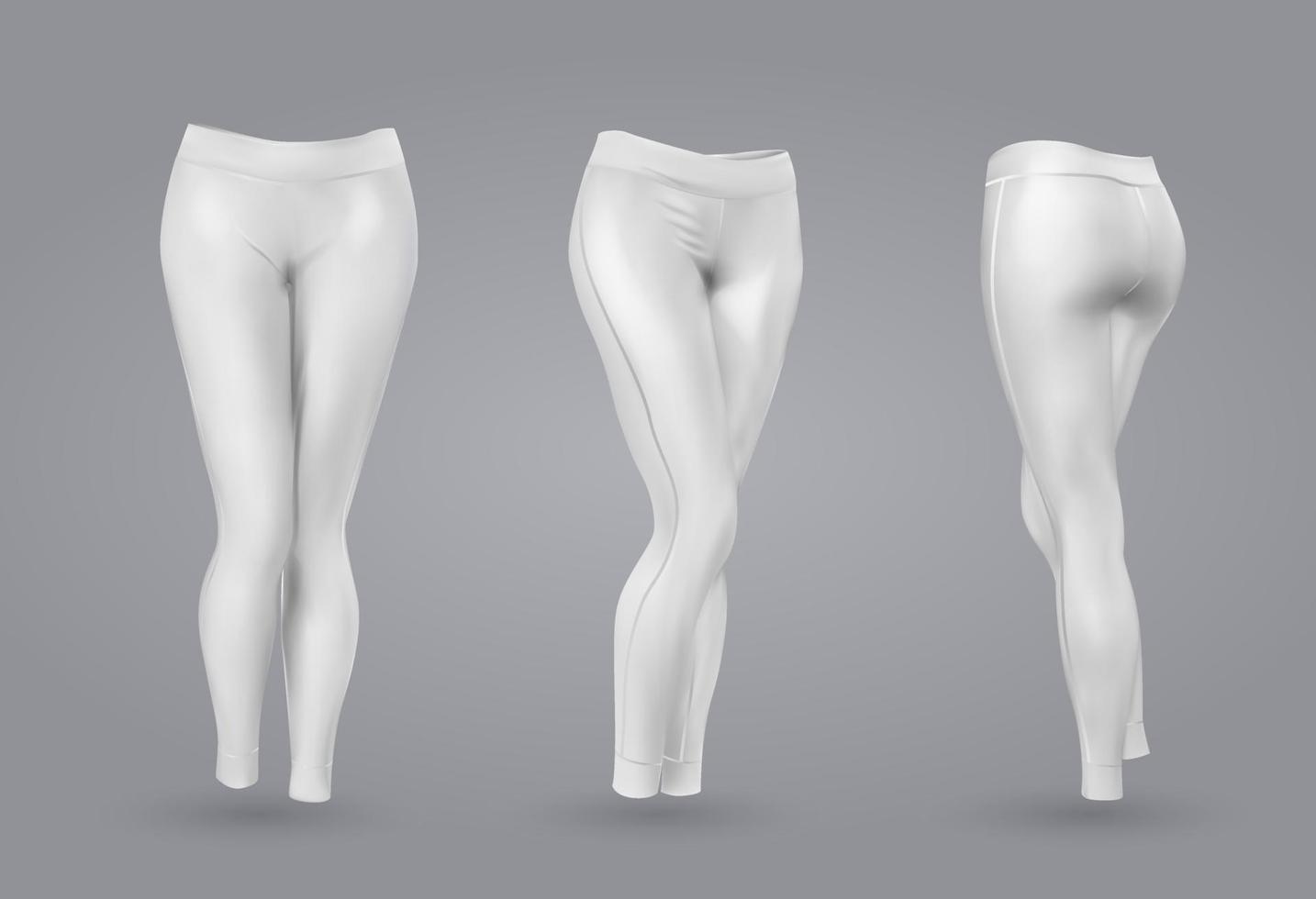 maquette de leggings femmes en vue avant et arrière, isolé sur fond gris. Illustration vectorielle réaliste 3d vecteur