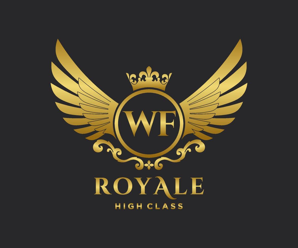 d'or lettre wf modèle logo luxe or lettre avec couronne. monogramme alphabet . magnifique Royal initiales lettre. vecteur