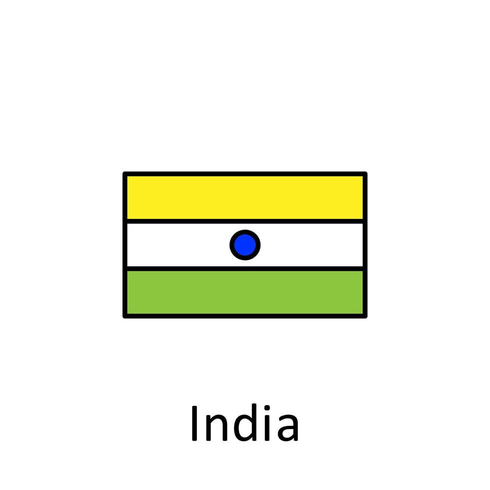 nationale drapeau de Inde dans Facile couleurs avec Nom vecteur icône illustration