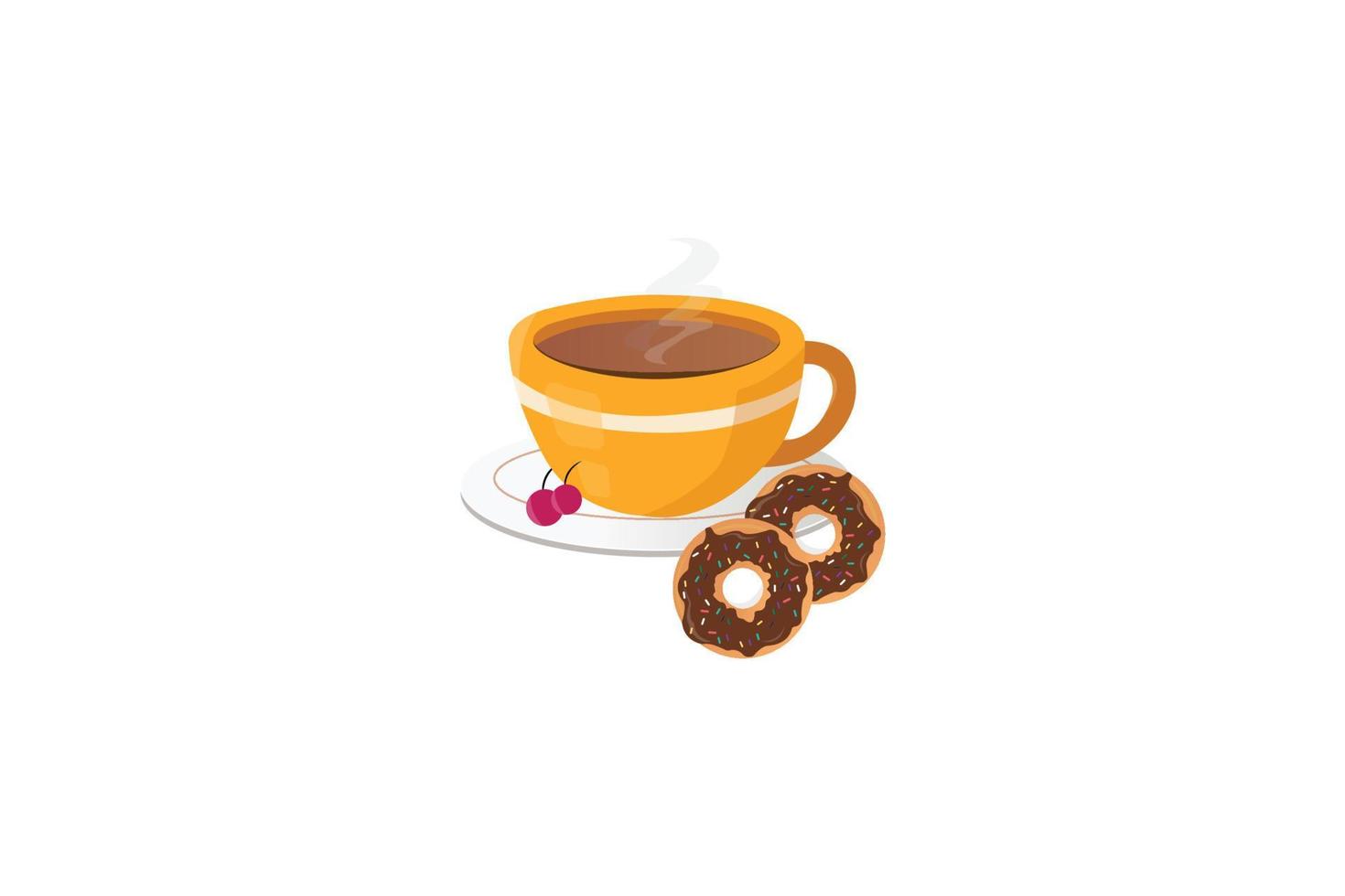 illustration de délicieux café tasse et beignets vecteur