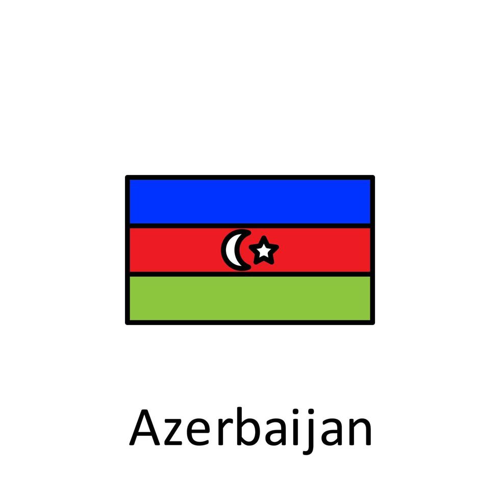 nationale drapeau de Azerbaïdjan dans Facile couleurs avec Nom vecteur icône illustration