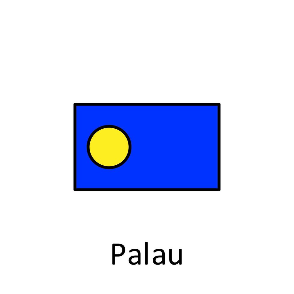 nationale drapeau de Palau dans Facile couleurs avec Nom vecteur icône illustration