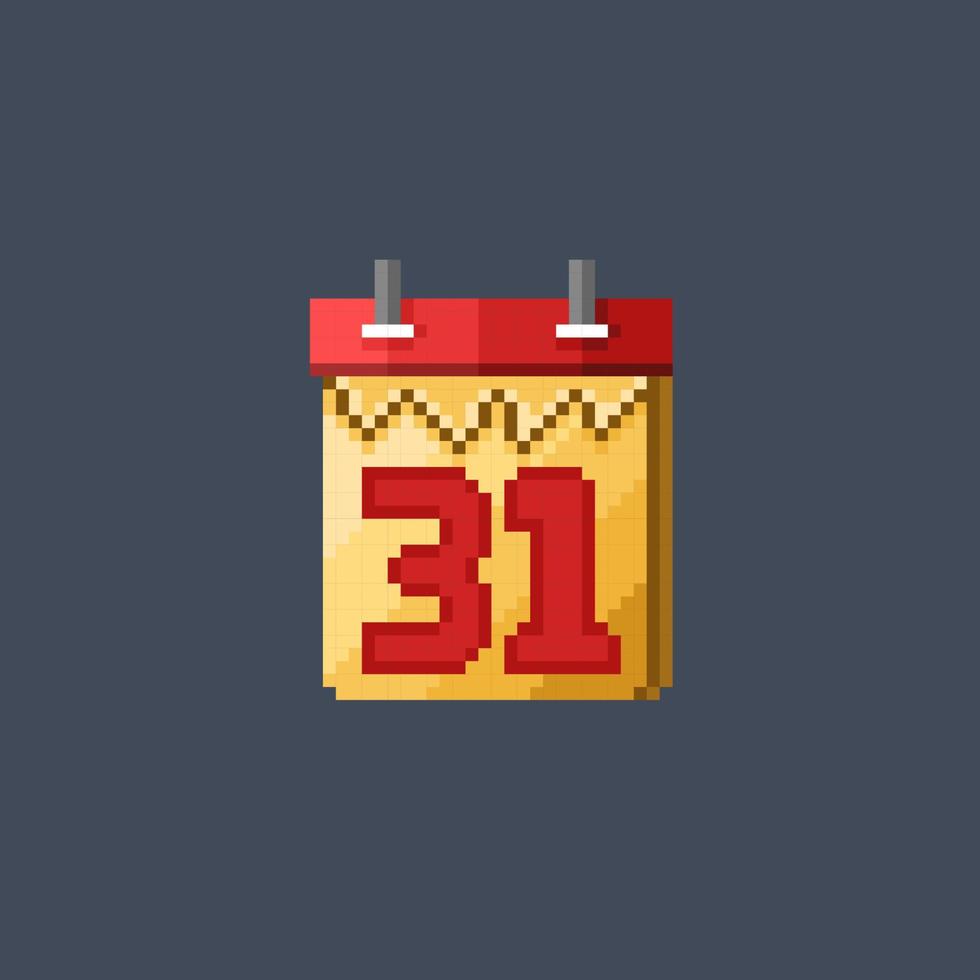 dernier Date calendrier dans pixel art style vecteur