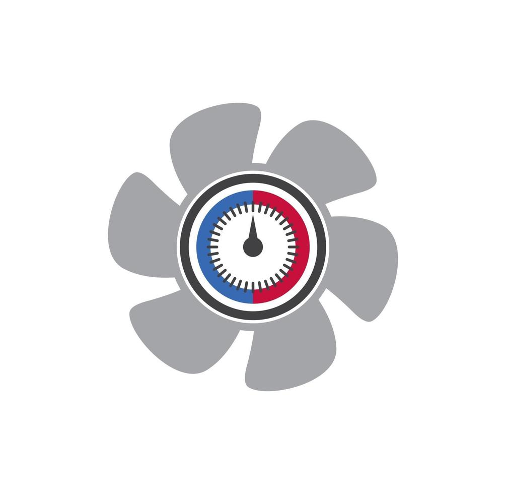 logo hvac avec ventilateur et création de logo de symbole de manomètre vecteur