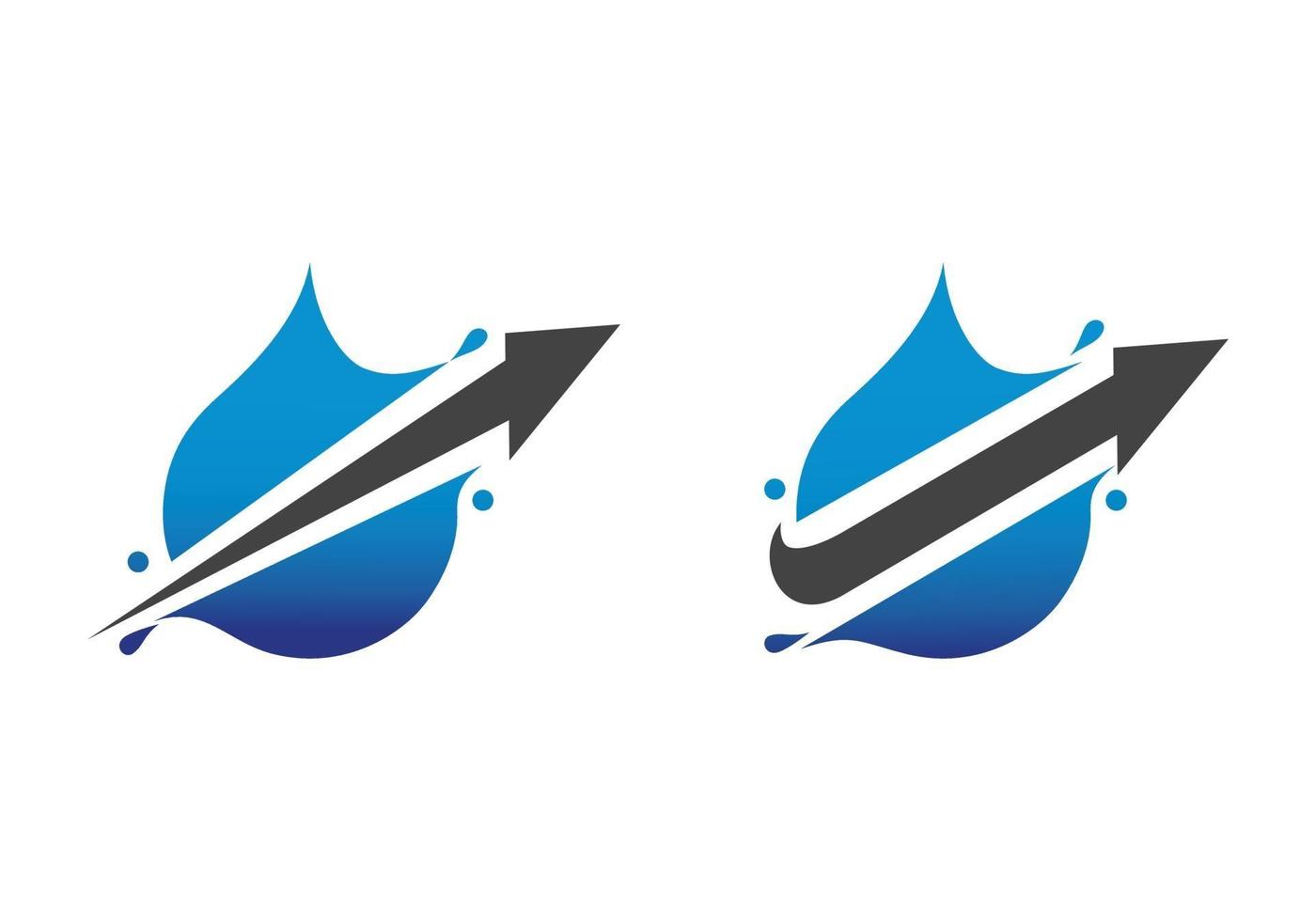 goutte deau splash avec création de logo de flèche vecteur