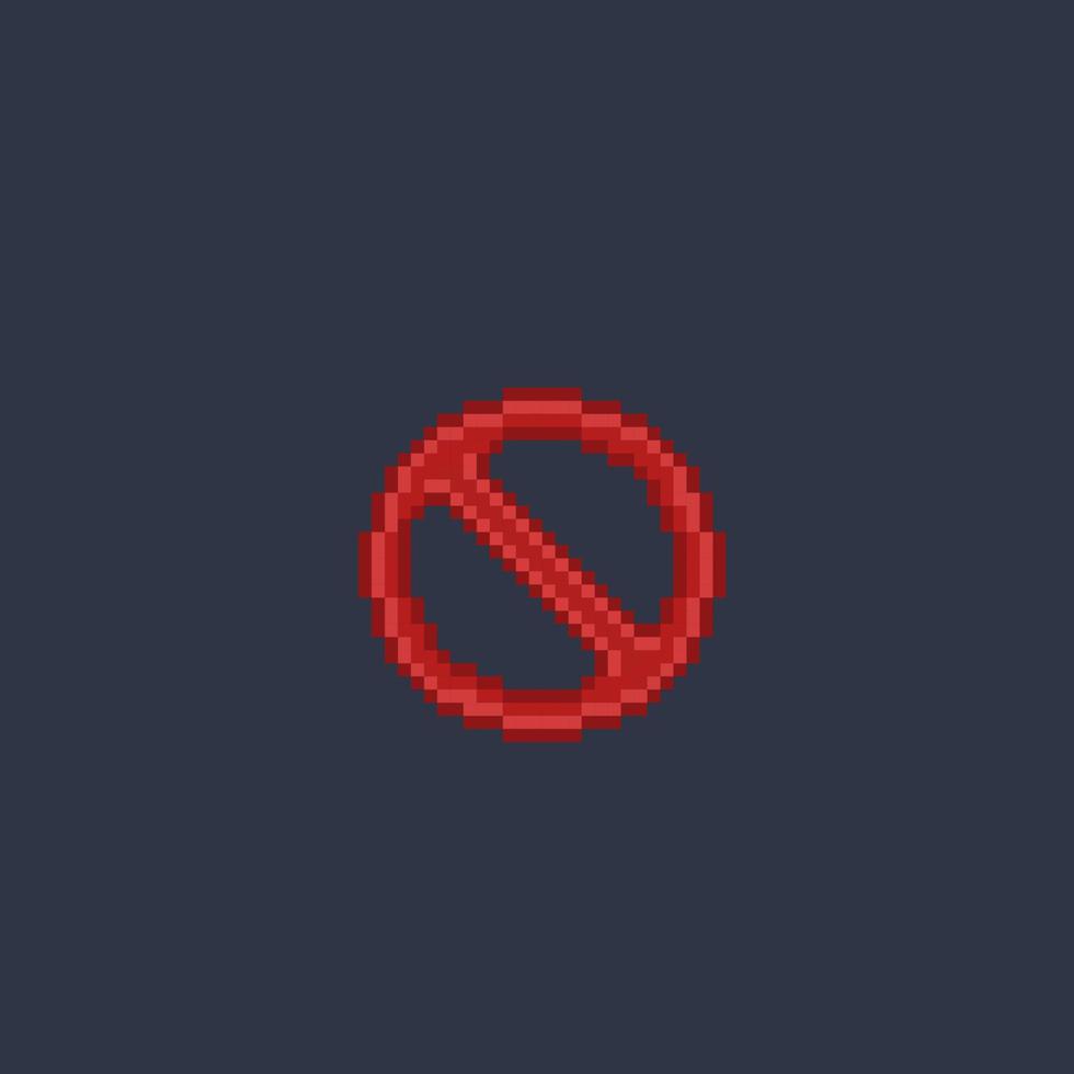 rouge interdit signe dans pixel art style vecteur