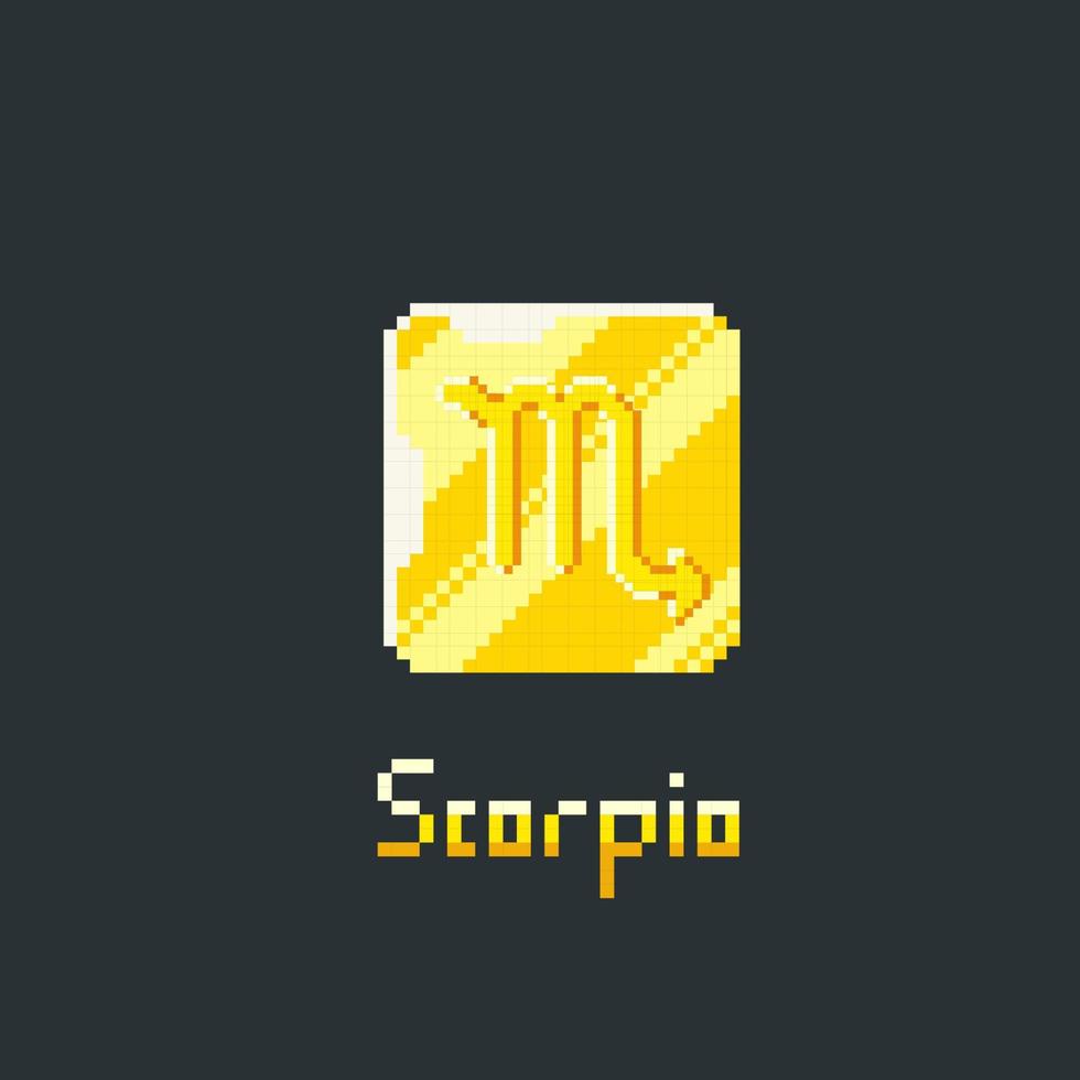 Scorpion d'or jeton dans pixel art style vecteur