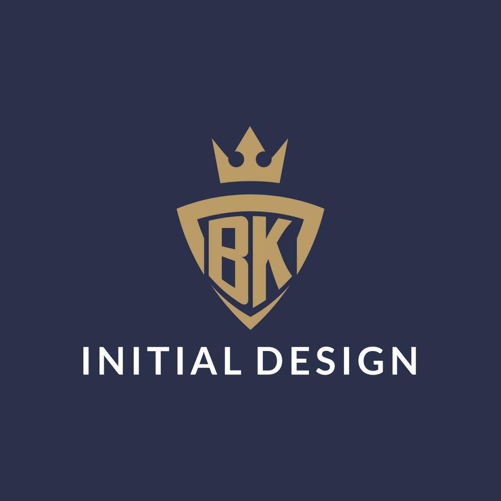 bk logo avec bouclier et couronne, monogramme initiale logo style vecteur