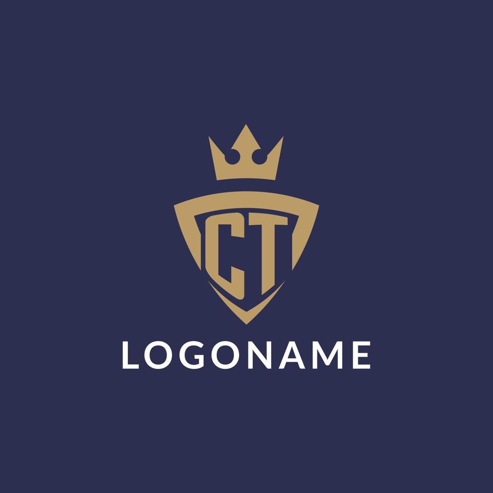 ct logo avec bouclier et couronne, monogramme initiale logo style vecteur