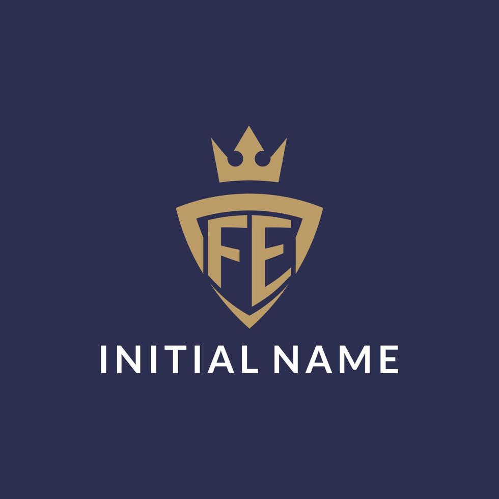 fe logo avec bouclier et couronne, monogramme initiale logo style vecteur