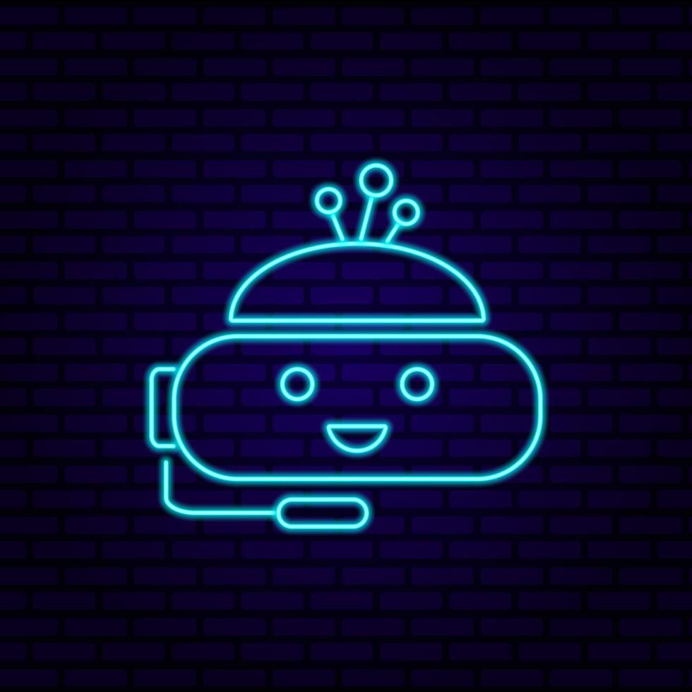 icône pour éditorial contenu sur ai chatbot - néon avec robot vecteur