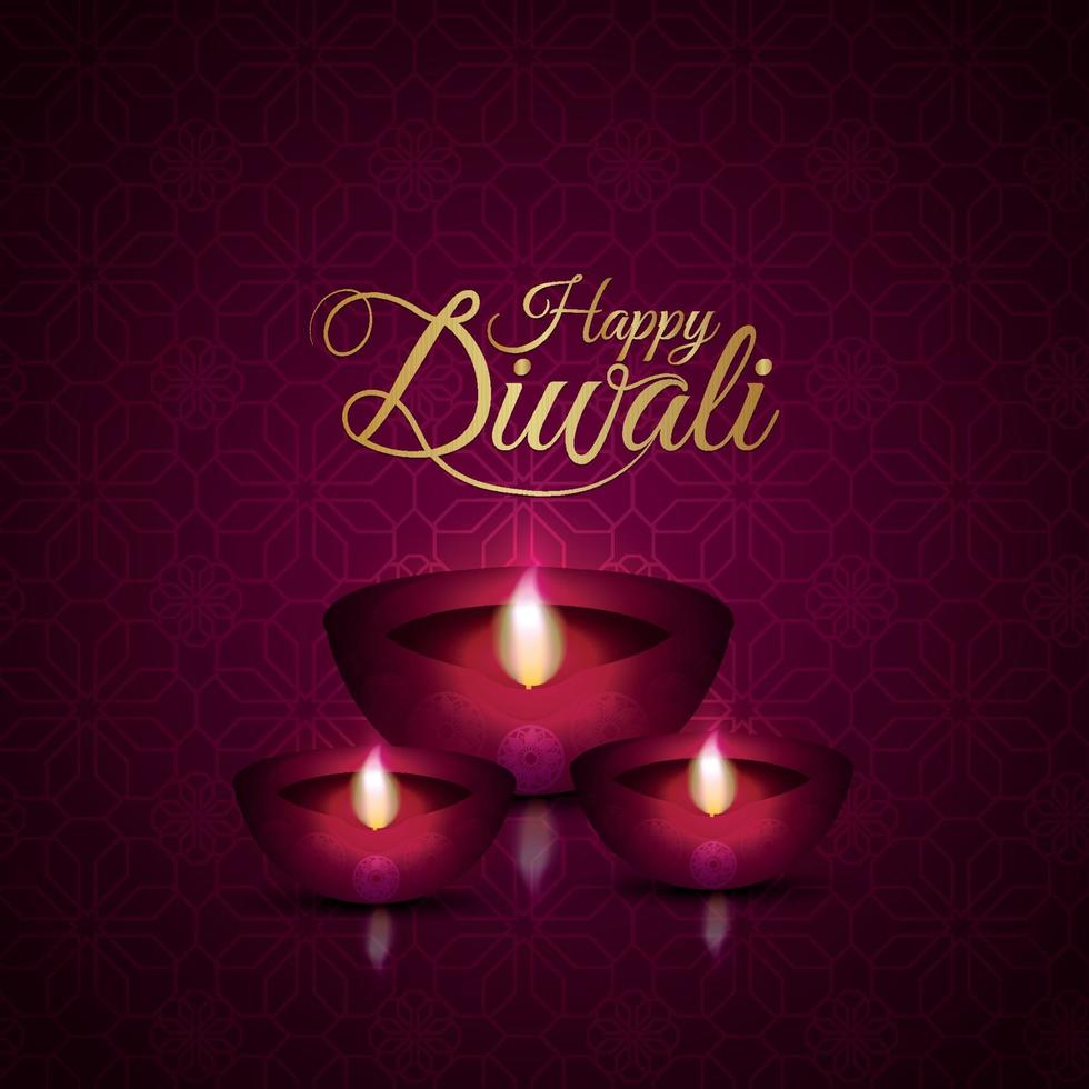 joyeux diwali le festival de la carte de voeux invitation lumière avec vecteur créatif diwali diya