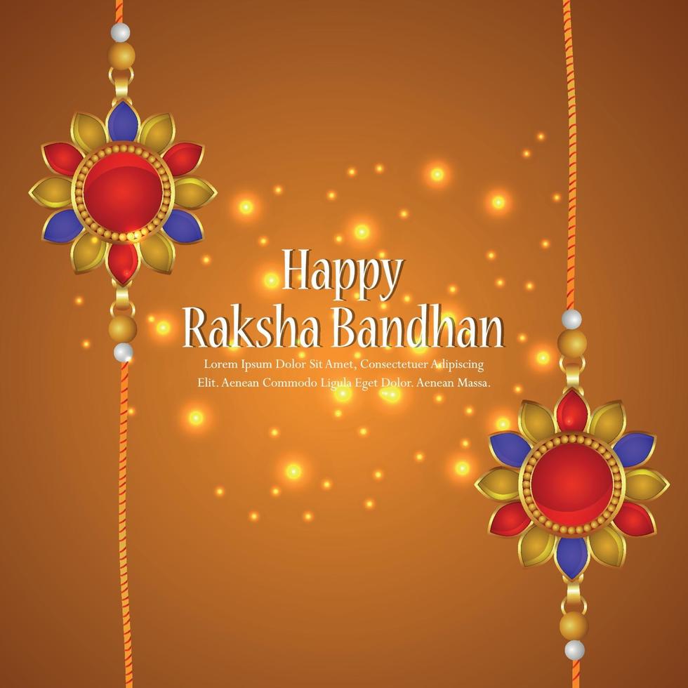 joyeux raksha bandhan invitation carte de voeux avec rakhi de cristal vecteur créatif