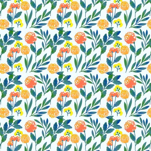 Motif floral dessiné main coloré Vector