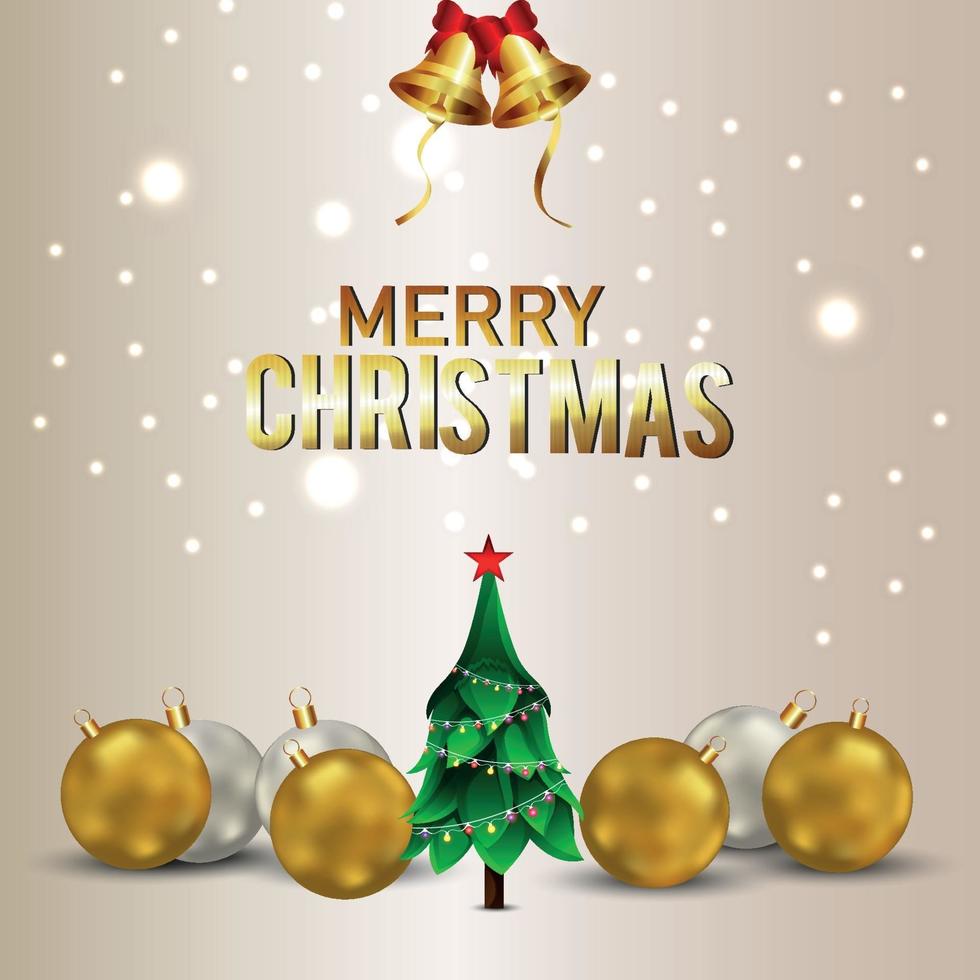 fond de joyeux Noël moderne avec boule de fête dorée de vecteur et arbre de Noël