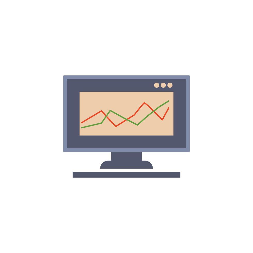 diagramme sur le moniteur coloré vecteur icône illustration