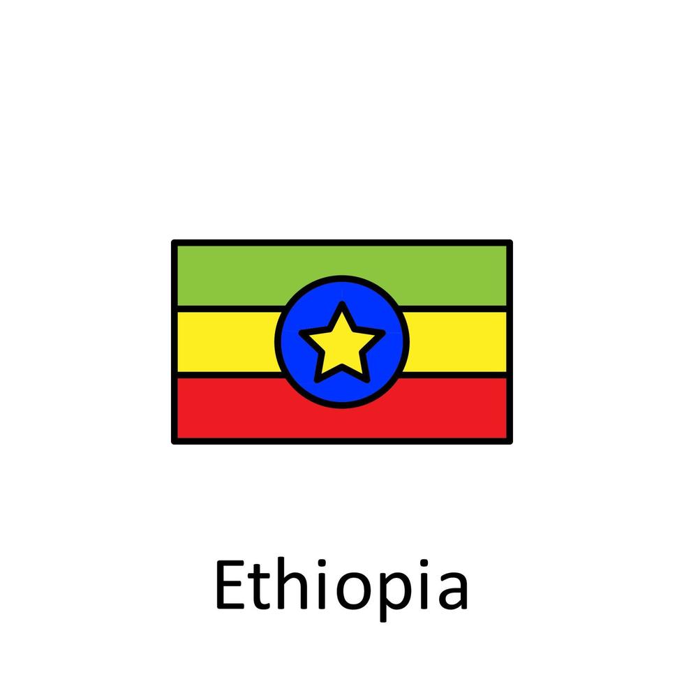 nationale drapeau de Ethiopie dans Facile couleurs avec Nom vecteur icône illustration