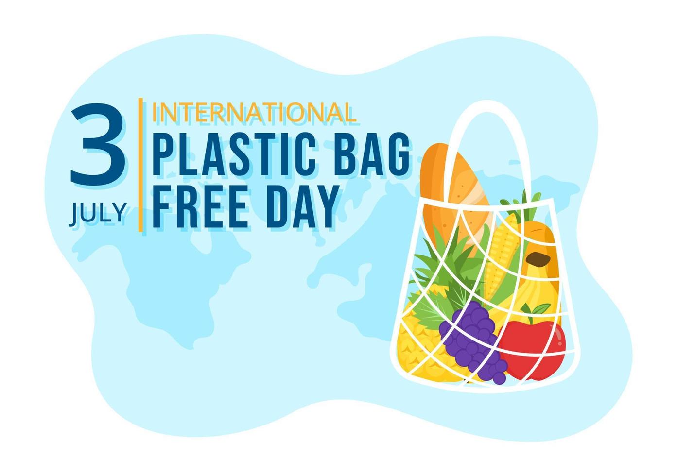 international Plastique sac gratuit journée vecteur illustration avec aller vert, enregistrer Terre et océan dans éco mode de vie plat dessin animé main tiré modèles