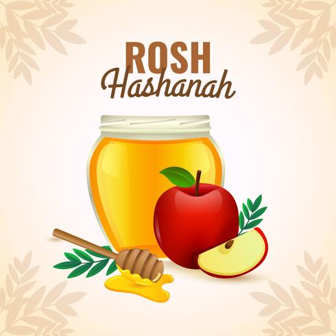 Rosh Hashanah Pomme et miel vecteur