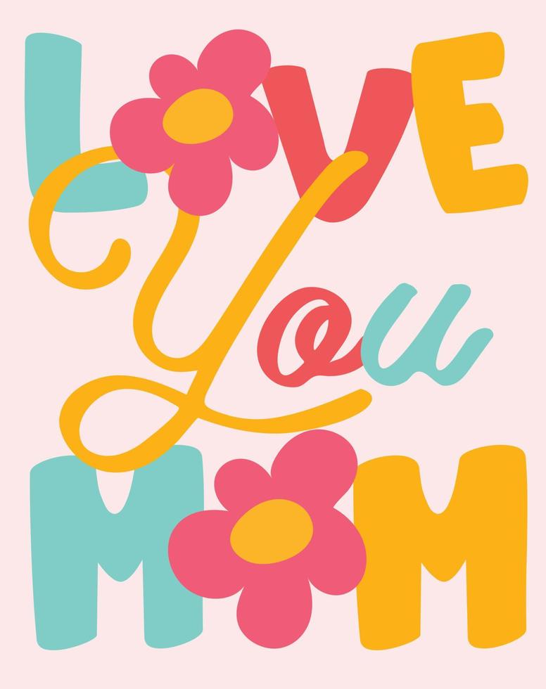 typographie mignonne amusement coloré les mères journée carte vecteur