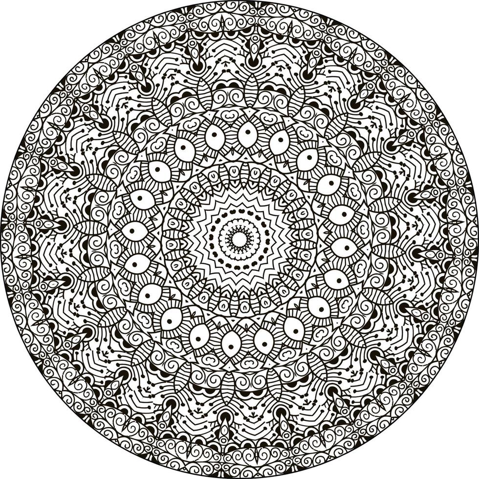 circulaire modèle dans forme de mandala pour henné, Mehndi, tatouage, décoration. décoratif ornement dans ethnique Oriental style. coloration livre page. ancien décoratif éléments. vecteur