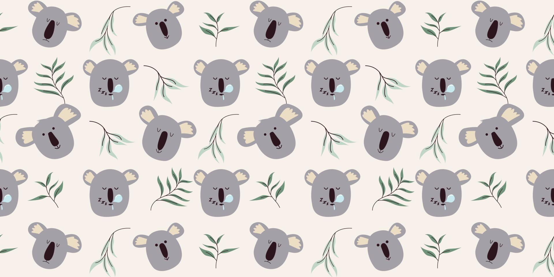 koala et eucalyptus sans couture modèle en tissu modèle vecteur