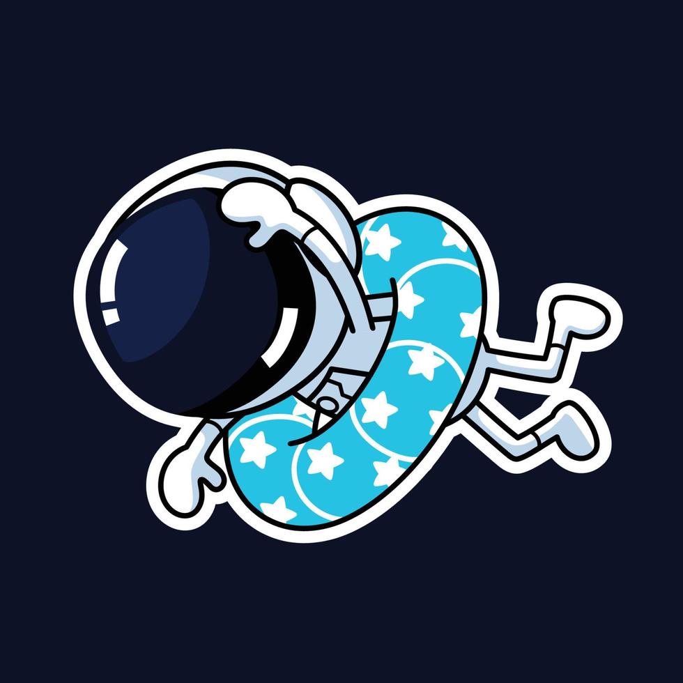 mignonne astronaute dessin animé personnage natation. prime vecteur graphique actif.