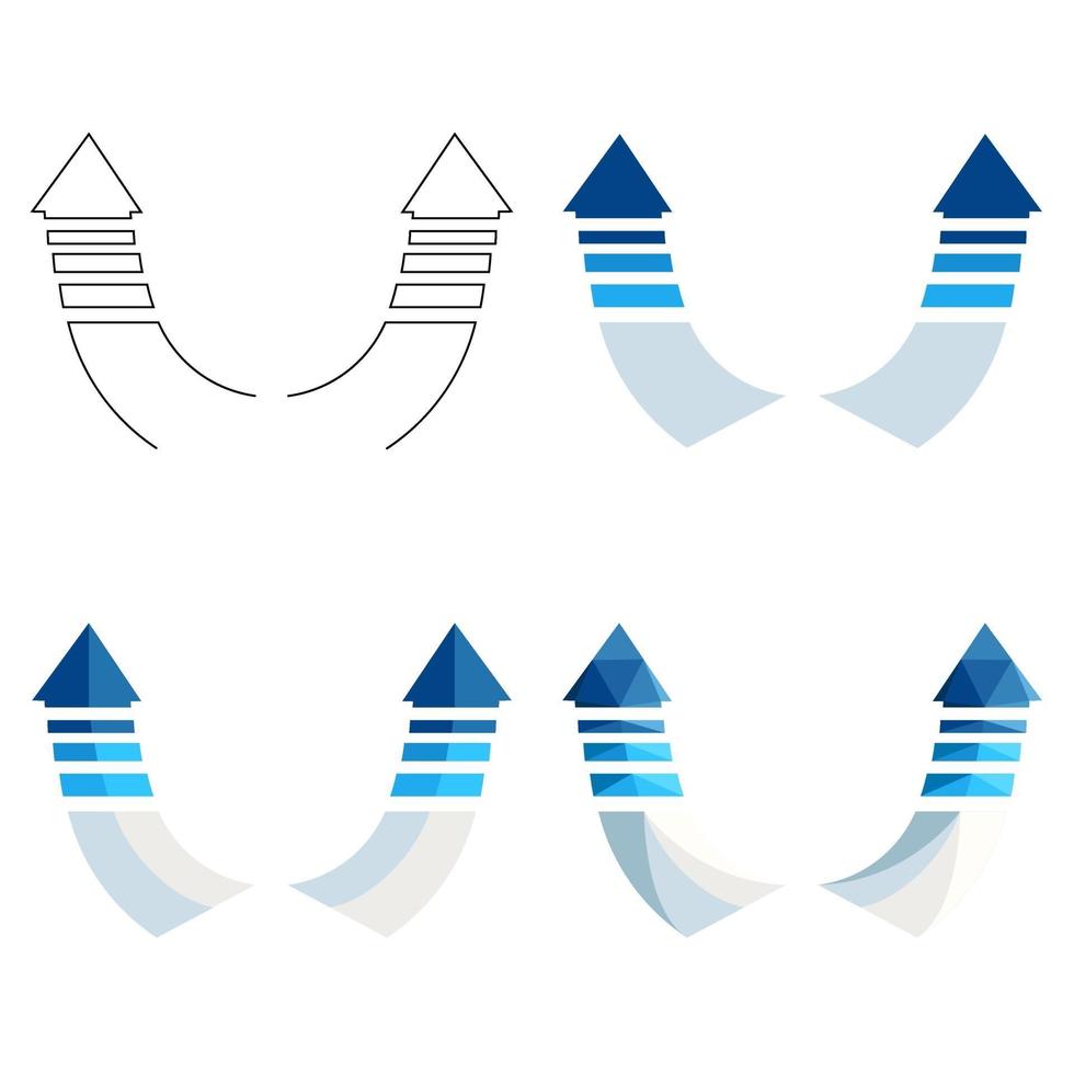 Ensemble de flèches polygonales, plates et contour isolé sur fond blanc vecteur