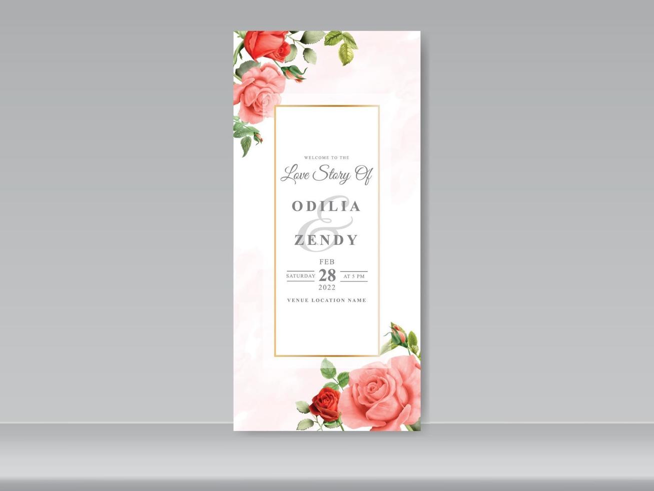 beau jeu de cartes d'invitation de mariage aquarelle floral vecteur