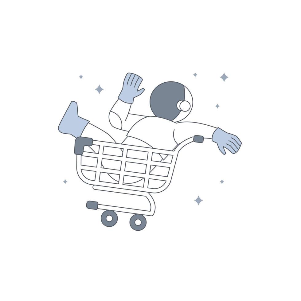 mignonne astronaute cosmonaute conduite vide Chariot chariot pour vide Etat ui la toile Erreur page élément illustration vecteur